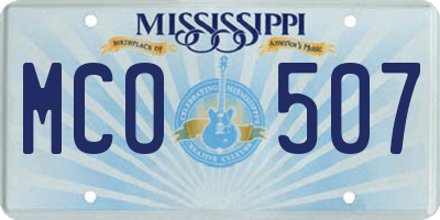 MS license plate MCO507