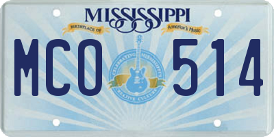 MS license plate MCO514