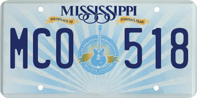 MS license plate MCO518