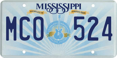 MS license plate MCO524