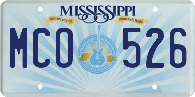 MS license plate MCO526
