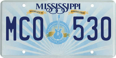 MS license plate MCO530