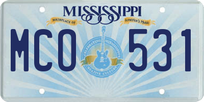 MS license plate MCO531