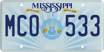 MS license plate MCO533