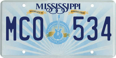 MS license plate MCO534