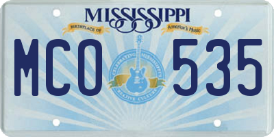 MS license plate MCO535