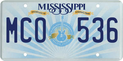 MS license plate MCO536