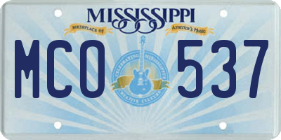 MS license plate MCO537