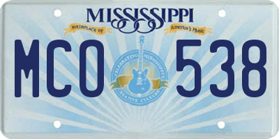 MS license plate MCO538