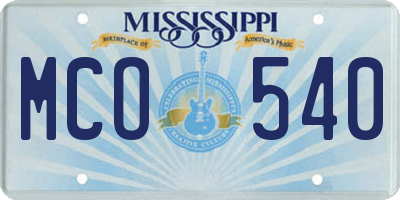 MS license plate MCO540