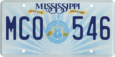 MS license plate MCO546