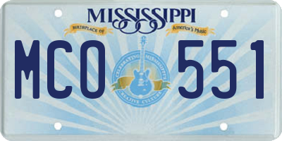 MS license plate MCO551
