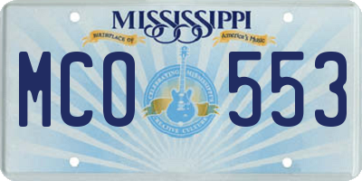 MS license plate MCO553