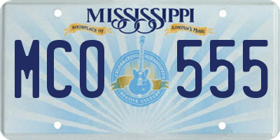 MS license plate MCO555