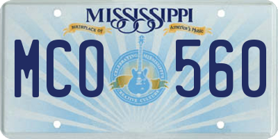 MS license plate MCO560