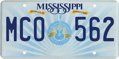 MS license plate MCO562