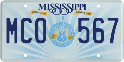 MS license plate MCO567