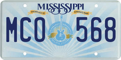 MS license plate MCO568