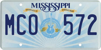 MS license plate MCO572