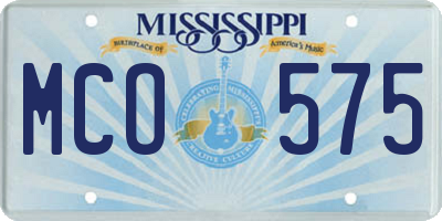 MS license plate MCO575