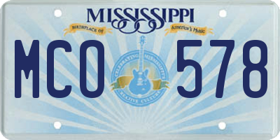 MS license plate MCO578