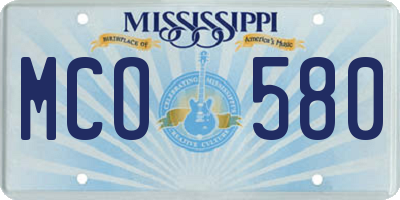 MS license plate MCO580