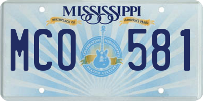 MS license plate MCO581