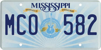 MS license plate MCO582