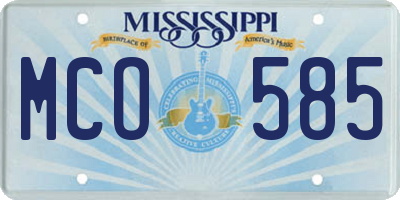 MS license plate MCO585