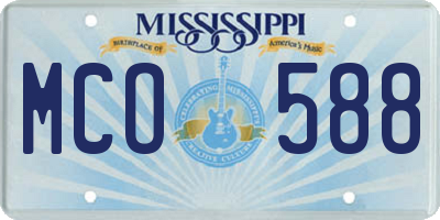 MS license plate MCO588