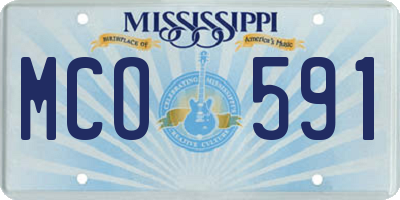 MS license plate MCO591
