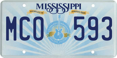 MS license plate MCO593