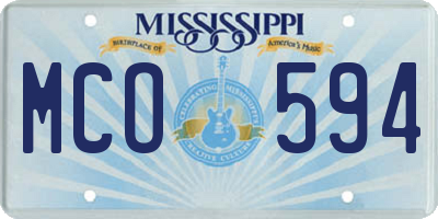 MS license plate MCO594