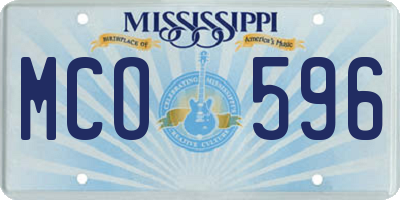 MS license plate MCO596