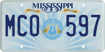 MS license plate MCO597