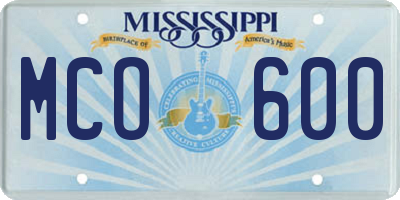 MS license plate MCO600
