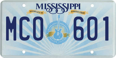 MS license plate MCO601