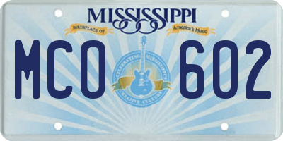 MS license plate MCO602