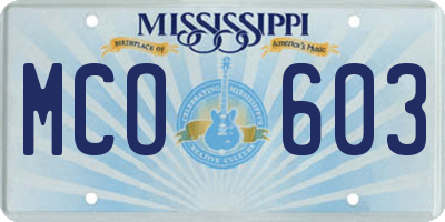 MS license plate MCO603