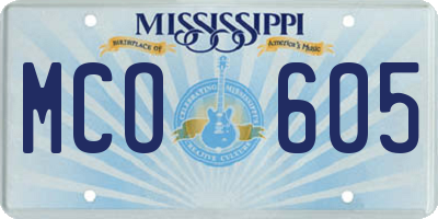 MS license plate MCO605