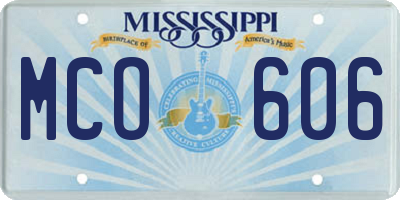 MS license plate MCO606