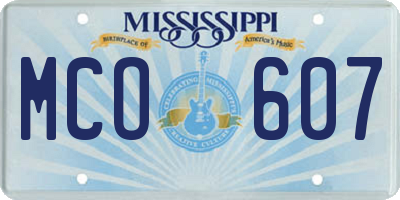 MS license plate MCO607