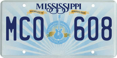 MS license plate MCO608