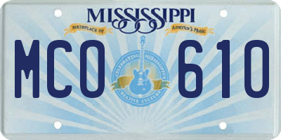 MS license plate MCO610