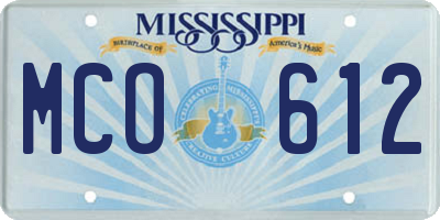 MS license plate MCO612