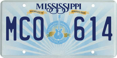 MS license plate MCO614