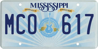 MS license plate MCO617