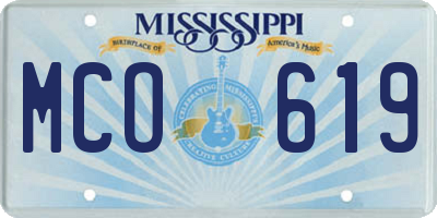 MS license plate MCO619