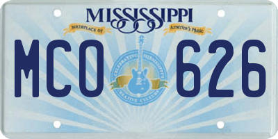 MS license plate MCO626