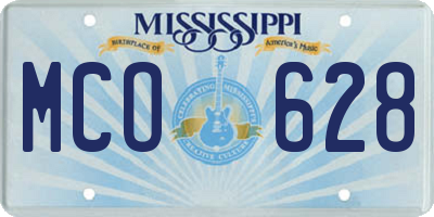 MS license plate MCO628